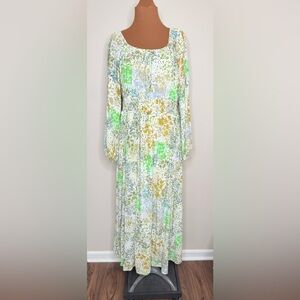 Piper & Scoot Floral Peasant Top Maxi Dress XL Long Sleeve Size XL